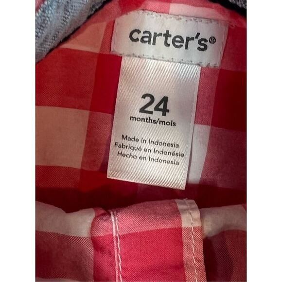 Carter's Collared Pink Plaid Button‎ Up Shirt 24 months Toddler Church Photos - Picture 4 of 7